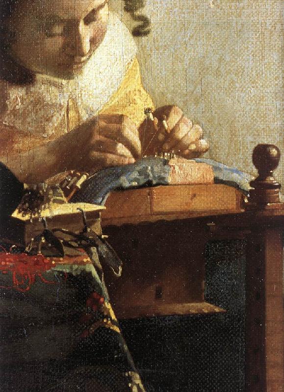 VERMEER VAN DELFT, Jan The Lacemaker (detail) wet